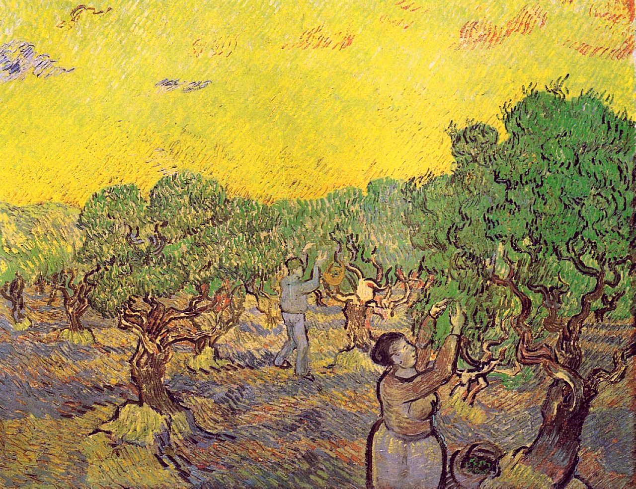 Olive Grove with Picking Figures - Van Gogh Painting On Canvas